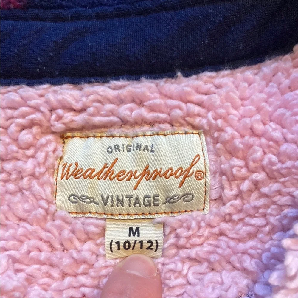 Weatherproof Vintage Girls Flannel Plaid Jacket Coat Fleece Blue Pink Sz 10/12 M